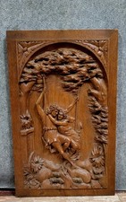 Grand panneau de bois sculpté dans la masse époque fin XIXeme