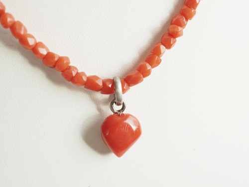 Collier ancien corail rouge - collier,