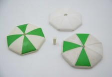PLAYMOBIL (V1c08) LOISIRS - Lot de 3 Parasols Vert & Blanc Vintage 3258 Cassés 