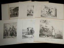 Horace Vernet - Ensemble de 6 lithographies Scènes rurales & animalières 1810/30