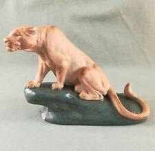 MAGNIFIQUE FIGURINE PANTHÈRE EN GRÈS PORCELAINIQUE FONDEUR SUSSE FRÈRES ÉDITEURS