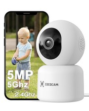 5MP Camera Surveillance WiFi Interieur 24/5GHz WiFi pour Bébé/Animaux 355°P 9...