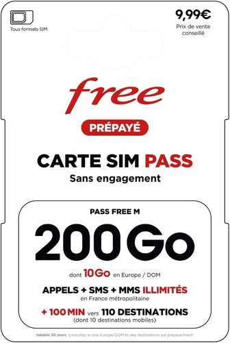 Carte sim free pass - m, 300go