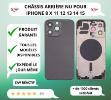 Châssis coque arrière NU  - iPhone 8 X 11 12 13 14 15 MINI PROMAX / LOGO / TVA