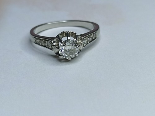 Bague platine diamant centrale - bague,