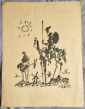 Ancienne Estampe - DON QUICHOTTE et Sancho PANZA - Pablo PICASSO - en l'état
