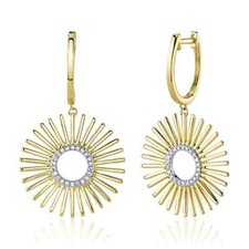 14K or Jaune Diamant Cercle Pendantes Oreilles Rond Naturel Coupe 0.12 CT