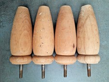 Lot de 4 anciens PIEDS DE LIT en bois (H = 15 cm)