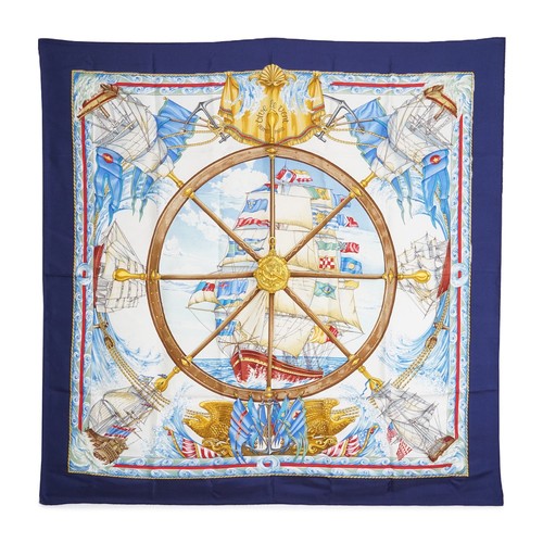 Foulard soie bleue - soie, vintage