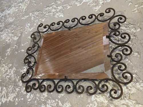 Miroir fer forgé ancien - fer,