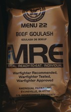 PORT OFFERT Rare Ration combat USA MRE MENU 22 GOULASH BOEUF Emb. 2024