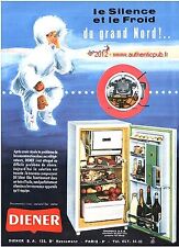 PUBLICITE DIENER REFRIGERATEUR COMPRESSEUR OIL SILENT BLOC DE 1959 FRENCH AD PUB
