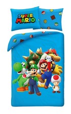 Super- Mario 5 Personnages Lit Set Couette Bleu Polyester 140x200 Original