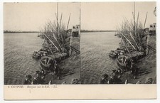 EGYPTE - Egypt - Old Postcard - Carte stéréo - Barques sur le Nil