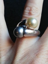 Bague en Argent Silver Ring 925  Perles Tahiti