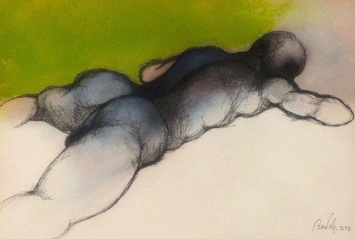 Dessin fusain homme - , nu