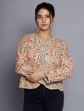 Floral Vert Veste Matelassé