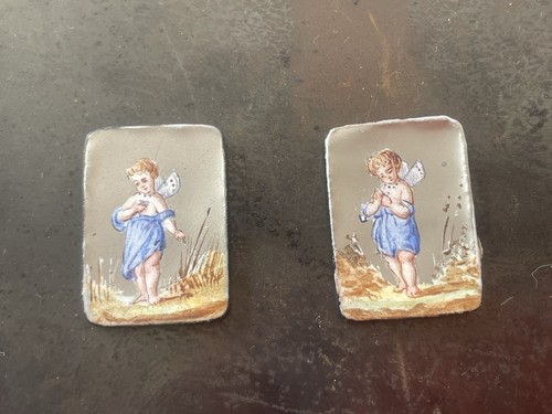 Antique cherub enamel - cherub,
