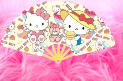 éventail pliant hello - hello, kitty