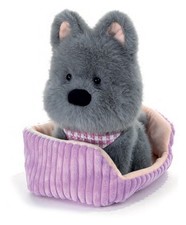 Peluche Chien Gris Avec Panier