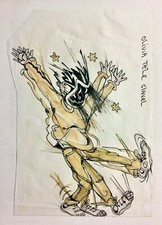 (BAZOOKA) OLIVIA 'TÉLÉ' CLAVEL, DESSIN ORIGINAL AU FEUTRE, vers 1976