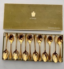 Christofle Alfenide 12 Cuillères à Moka modèle Pompadour - Métal Doré
