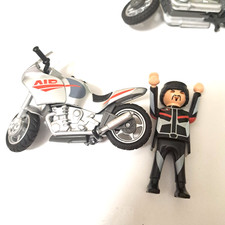 PLAYMOBIL 5117 MOTO DE COURSE argenté avec motard Complet