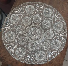 Magnifique coupe à fruits ou centre de table en verre ciselé transparent vintage