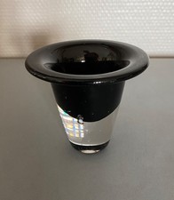 SUPERBE COQUETIER  EN VERRE MOULÉ COULEUR NOIRE MEISENTHAL CIAV