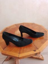 luxe LARIO 1898 chaussures  escarpins daim noir 38 talon haut tout cuir com neuf