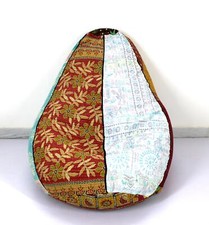 Chaise de dortoir à la main Kantha Bohemian Hippie Bean Bag Gypsy Ottoman Pouf