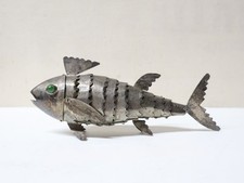 Ancien Poisson articulé en argent yeux en verre XXème siècle