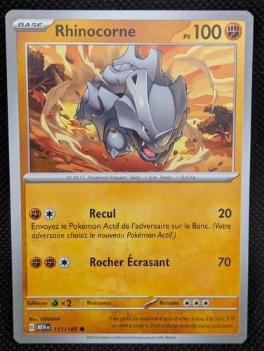 Carte pokemon rhinocorne - pokemon,