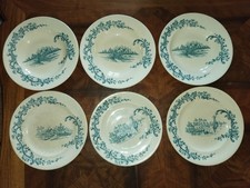 Longwy 6 assiettes anciennes céramique art populaire