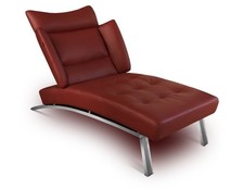 Chaise Longue Lit de Repos Cuir Bordeaux Rouge Pied en Acier Inoxydable Qualité