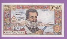 (Ref: C.32 ) 5000 FRANCS HENRI IV 5/12/1957 (SUP+) RARISSIME ETAT ET DATE