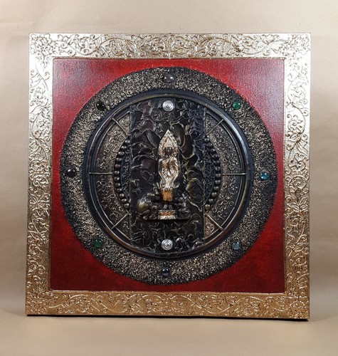 Tableau bouddha rouge - tableau, or