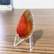 Tranche d’agate rouge naturelle | Pierre décorative semi-précieuse polie