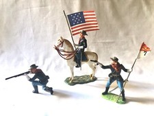Elastolin: 7th Cavalry, lot soldats nordistes, figurines guerres indiennes.