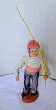 Doll handmade Santon ancien Provence habillé Homme pêcheur sa ligne DEVILLAINE