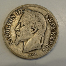 NAPOLEON III RARE 2 FRANCS ARGENT 1866  A    petit prix !