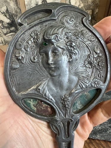 Miroir face main art nouveau - miroir,