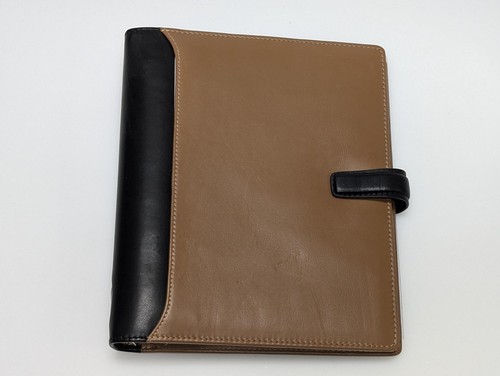 Filofax taupe black leather - leather, a5