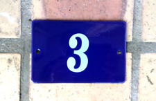PLAQUE EMAILLEE NUMERO DE RUE EMAIL VERITABLE 800°C N° MAISON N° 3 BS FAB FRANCE