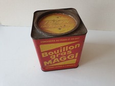 Ancienne boite publicitaire en métal Bouillon Gras MAGGI Hauteur 14cm (Vintage)