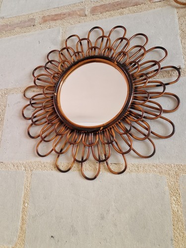 Ancien miroir rotin - ancien,