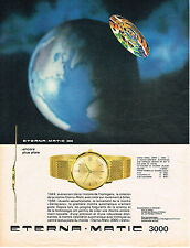 PUBLICITE ADVERTISING   1964   ETERNA MATIC  3000  MONTRE ENCORE PLUS PLATE