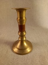 Ancien bougeoir en laiton et bois, chandelier vintage de 13cm de haut