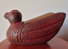 Boite Médicinale Bois Peint Ancien Birmanie Oiseau Canard  Antique Burmese Box
