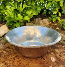 Ancienne Bassine en Cuivre Étamé Martelé à la Main avec Anneau Suspension 36 cm